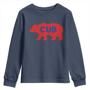Vintage Cub Youth Sweatshirt Retro Sports Bear Baseball Fans TS10 Navy Print Your Wear