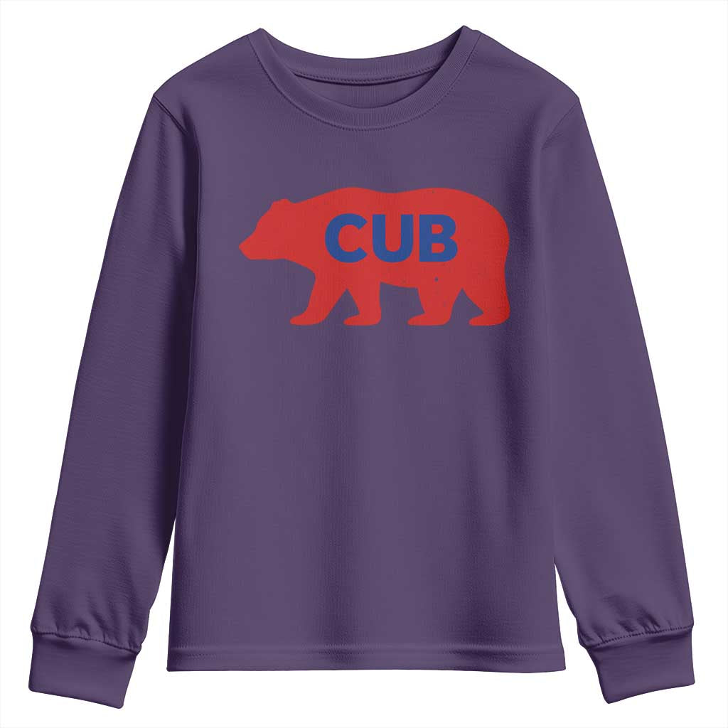 Vintage Cub Youth Sweatshirt Retro Sports Bear Baseball Fans TS10 Purple Print Your Wear