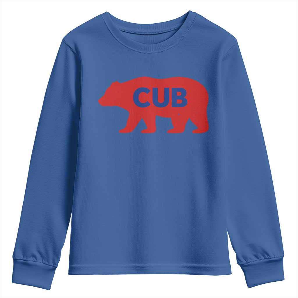 Vintage Cub Youth Sweatshirt Retro Sports Bear Baseball Fans TS10 Royal Blue Print Your Wear