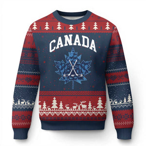 Vintage Canada Hockey Ugly Christmas Sweater Maple Leafs TS10 Navy Red Print Your Wear