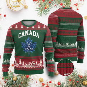 Vintage Canada Hockey Ugly Christmas Sweater Maple Leafs TS10 Red Green Print Your Wear