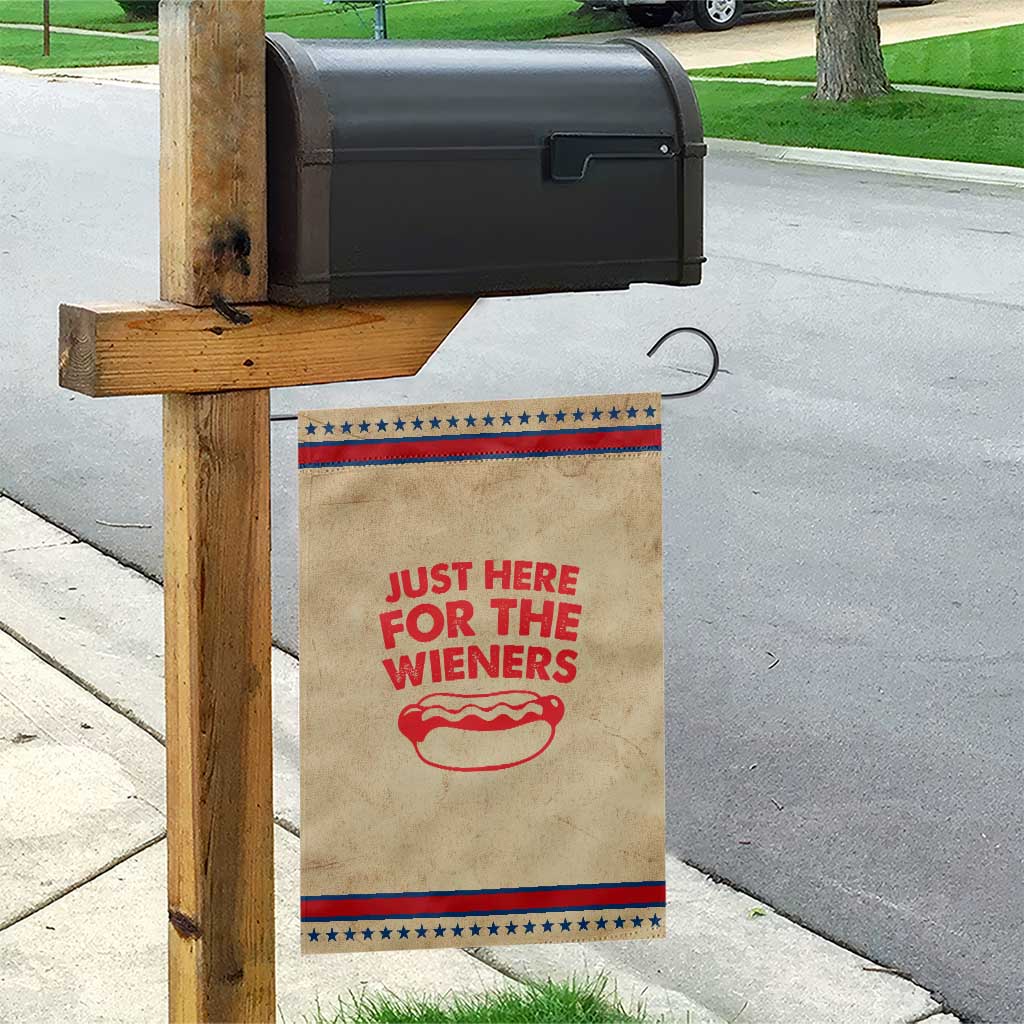 4th of July Just Here For The Wieners Garden Flag Funny Hot Dog Independence Day Patriotic Weenies TS10 Vintage Rustic Tan Red Print Your Wear