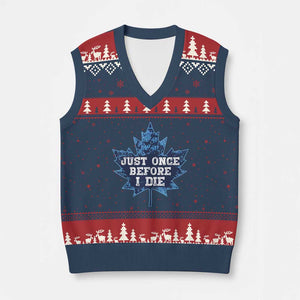 Vintage Canada Hockey V-Neck Knit Sweater Vest Toronto Just Once Before I Die Maple Leafs TS10 Navy Red Print Your Wear
