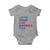 Loves Jesus and America Too Baby Onesie 4th of July Patriotic TS10 Sport Gray Print Your Wear