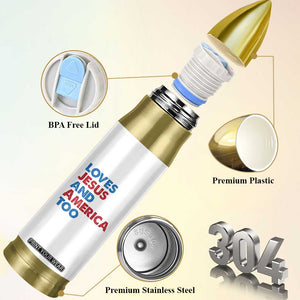 Loves Jesus and America Too Bullet Tumbler 4th of July Patriotic TS10 Print Your Wear