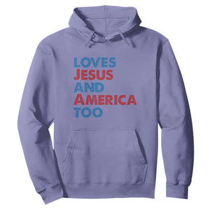 Loves Jesus and America Too Hoodie 4th of July Patriotic TS10 Violet Print Your Wear