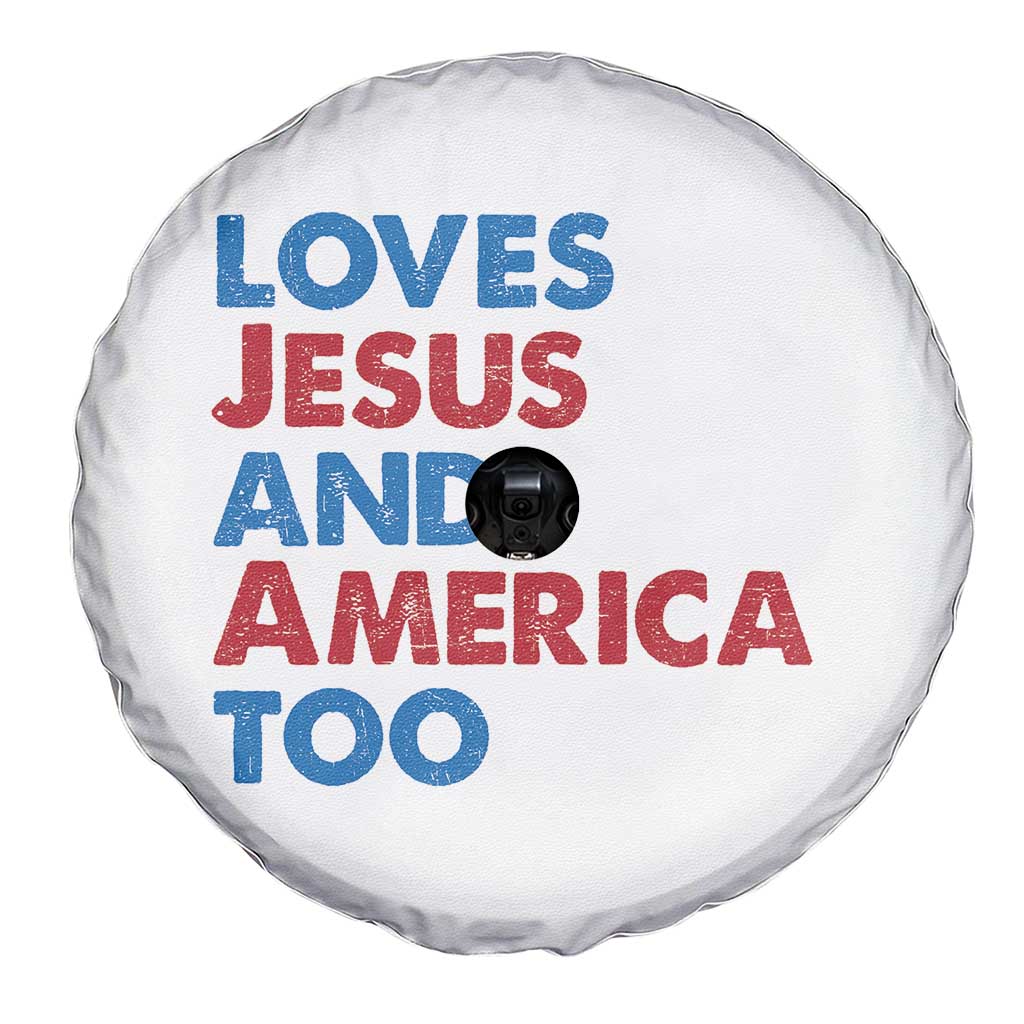 Loves Jesus and America Too Spare Tire Cover 4th of July Patriotic TS10 Print Your Wear