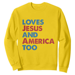 Loves Jesus and America Too Sweatshirt 4th of July Patriotic TS10 Daisy Print Your Wear