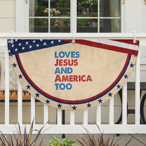 Loves Jesus and America Too Patriotic Fan Flag 4th of July