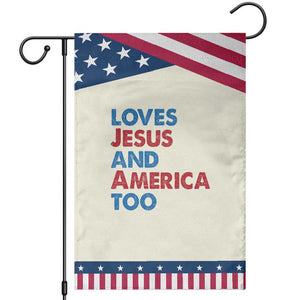 Loves Jesus and America Too Garden Flag 4th of July Patriotic TS10 Modern Beige Blue Print Your Wear