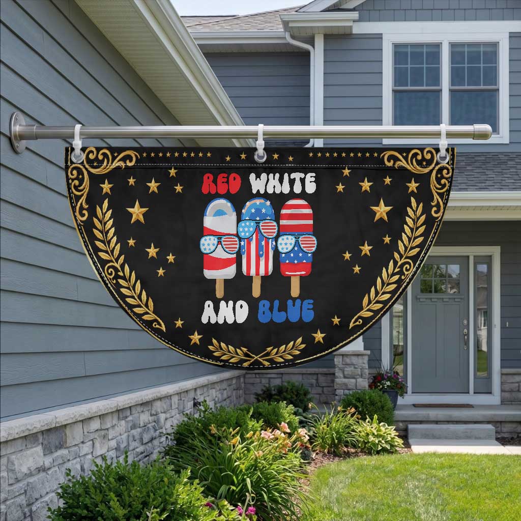 Red White Blue Popsicle 4th of July Patriotic Fan Flag USA Flag