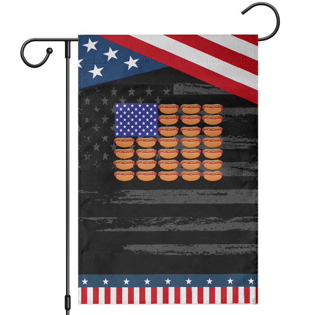 Hot Dog American Flag Garden Flag Funny 4th Of July Patriotic Summer BBQ TS10 Distressed Black Blue Print Your Wear
