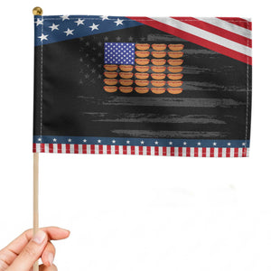 Hot Dog American Flag Patriotic Handheld Flag Funny 4th Of July Summer BBQ TS10 Distressed 8.2" × 5.5" Black Blue Print Your Wear