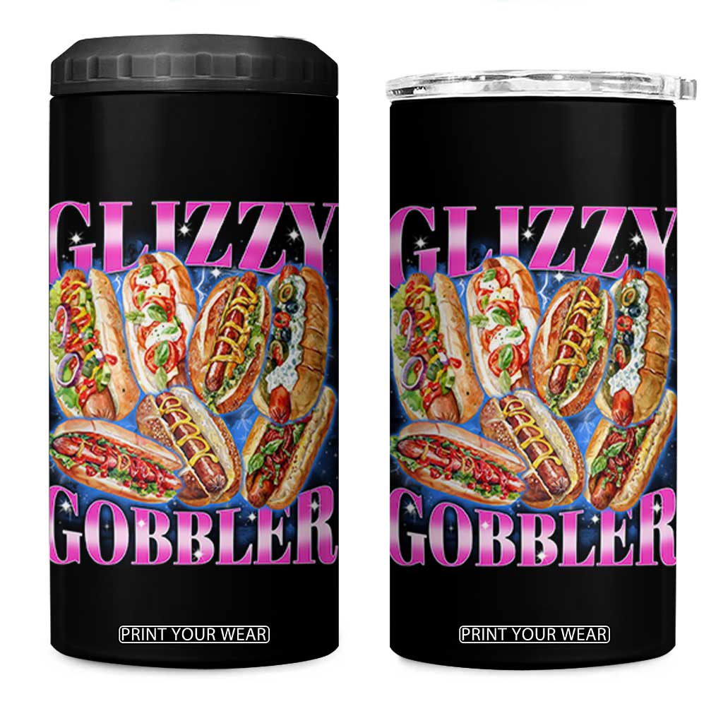 Glizzy Gobbler Hot Dog Meme 4 in 1 Can Cooler Tumbler Meme Hilarious Hotdog Glizzy Lovers TS10 One Size: 16 oz Black Print Your Wear