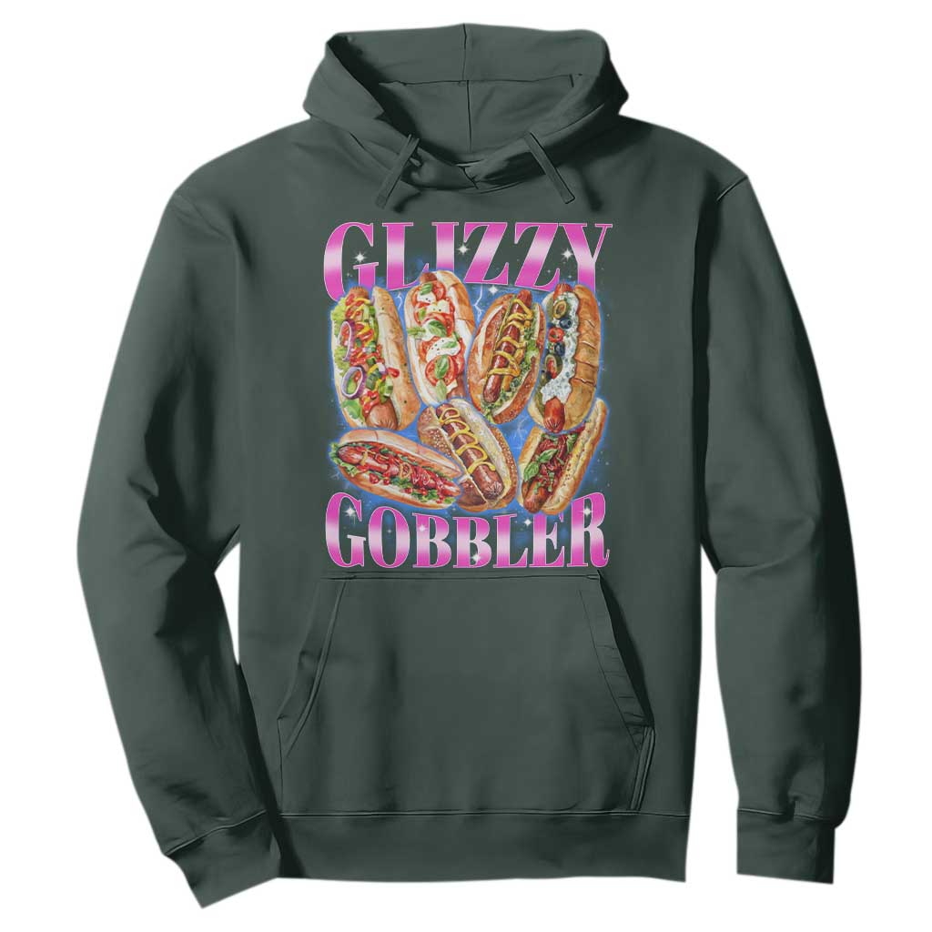 Glizzy Gobbler Hot Dog Meme Hoodie Meme Hilarious Hotdog Glizzy Lovers TS10 Dark Forest Green Print Your Wear