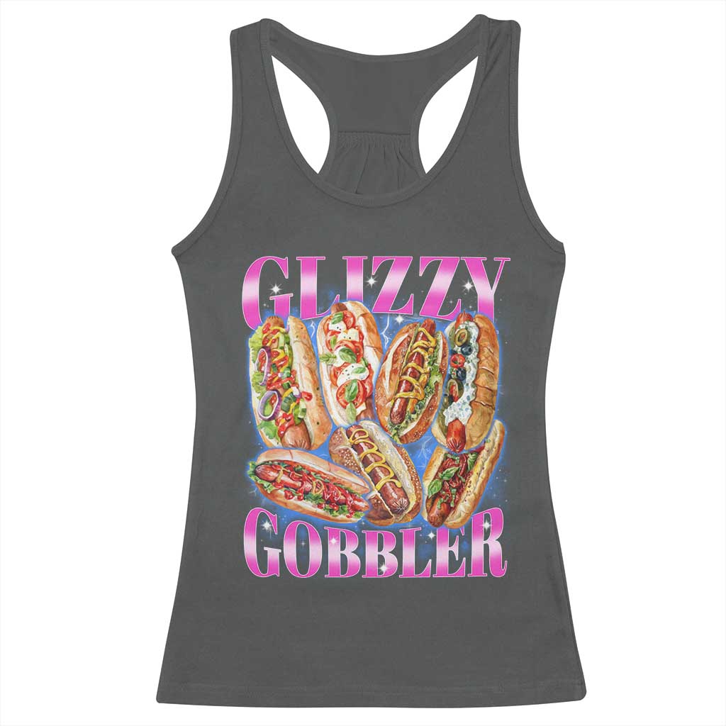 Glizzy Gobbler Hot Dog Meme Racerback Tank Top Meme Hilarious Hotdog Glizzy Lovers TS10 Dark Heather Print Your Wear