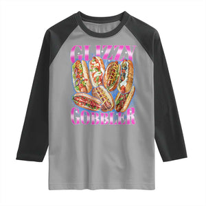 Glizzy Gobbler Hot Dog Meme Raglan Shirt Meme Hilarious Hotdog Glizzy Lovers TS10 Sport Gray Black Print Your Wear