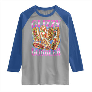 Glizzy Gobbler Hot Dog Meme Raglan Shirt Meme Hilarious Hotdog Glizzy Lovers TS10 Sport Gray Royal Print Your Wear