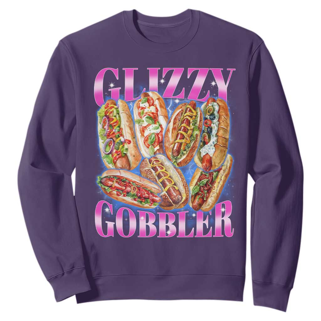 Glizzy Gobbler Hot Dog Meme Sweatshirt Meme Hilarious Hotdog Glizzy Lovers TS10 Purple Print Your Wear