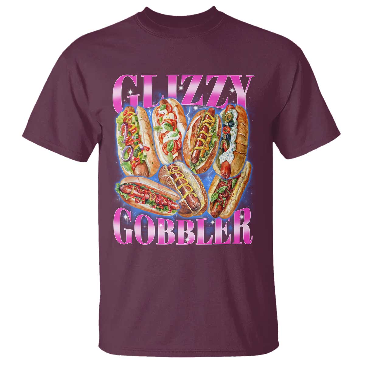 Glizzy Gobbler Hot Dog Meme T Shirt Meme Hilarious Hotdog Glizzy Lovers TS10 Maroon Print Your Wear