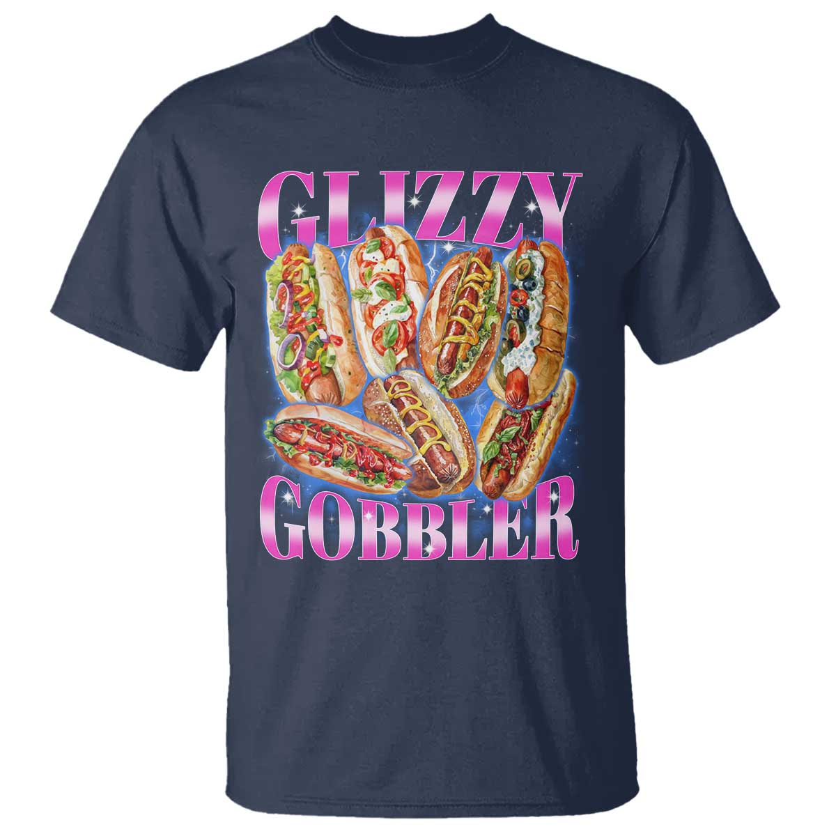 Glizzy Gobbler Hot Dog Meme T Shirt Meme Hilarious Hotdog Glizzy Lovers TS10 Navy Print Your Wear