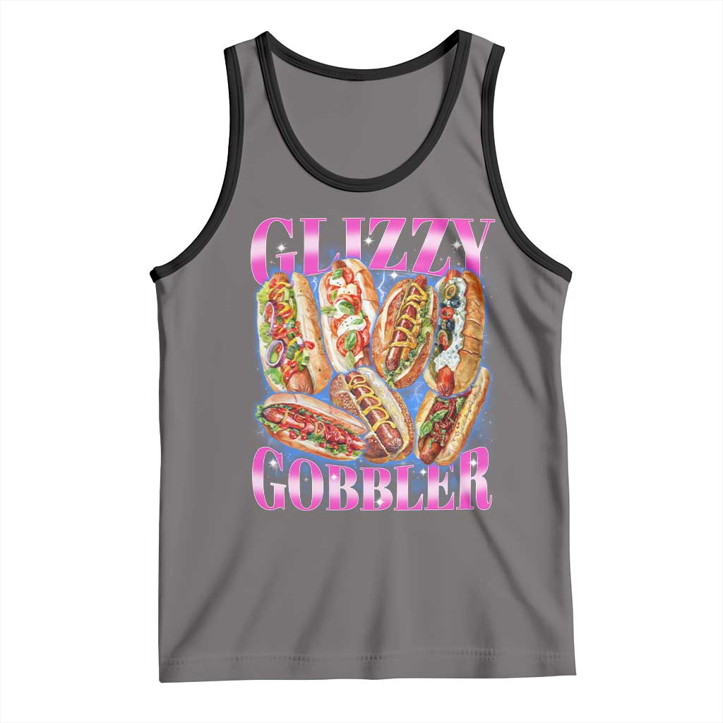 Glizzy Gobbler Hot Dog Meme Tank Top Meme Hilarious Hotdog Glizzy Lovers TS10 Deep Heather Black Print Your Wear