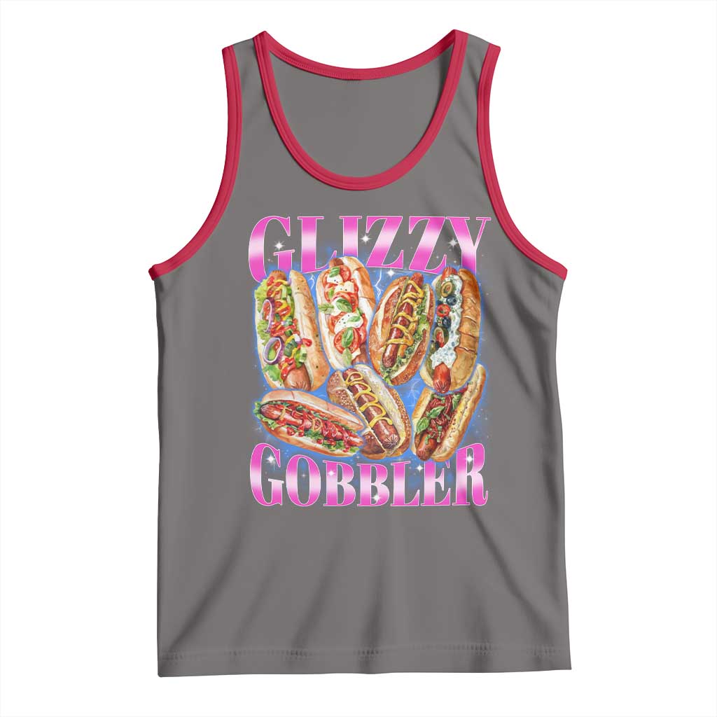 Glizzy Gobbler Hot Dog Meme Tank Top Meme Hilarious Hotdog Glizzy Lovers TS10 Deep Heather Red Print Your Wear