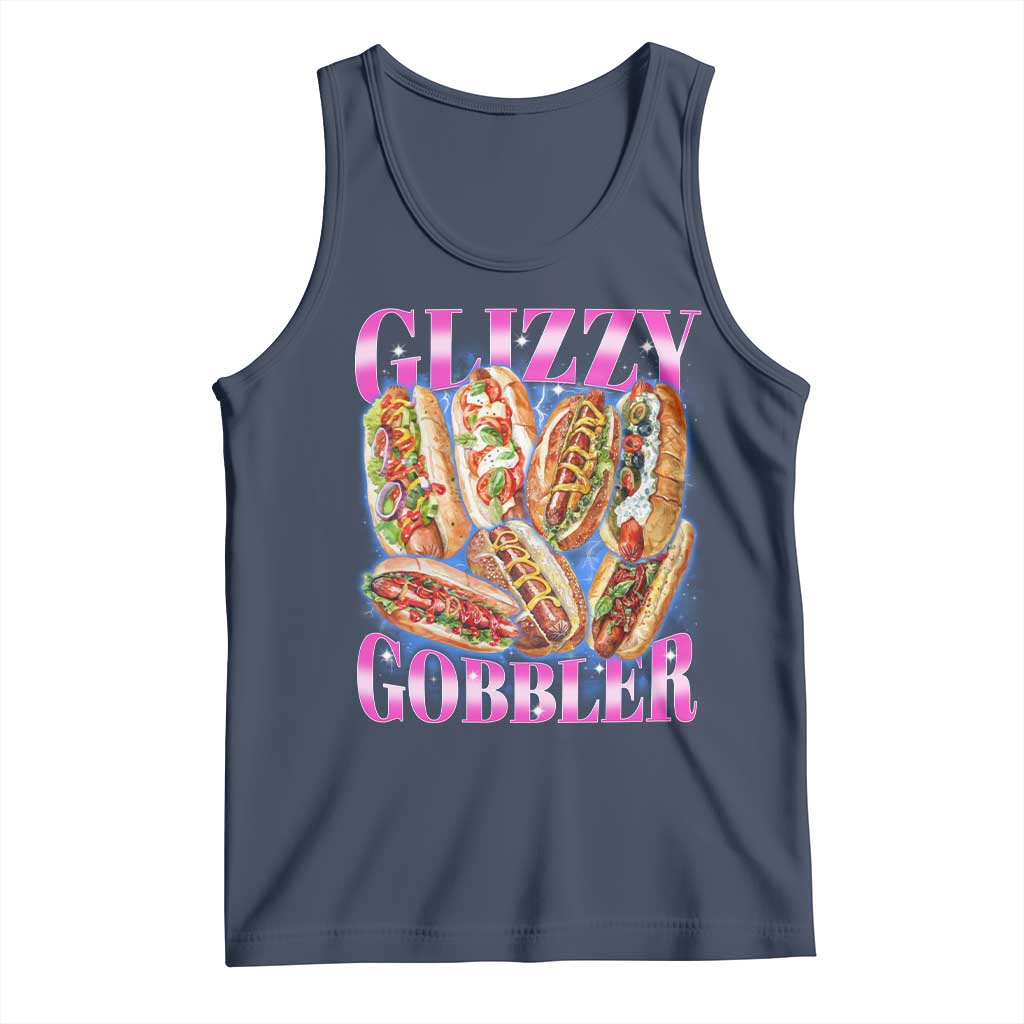 Glizzy Gobbler Hot Dog Meme Tank Top Meme Hilarious Hotdog Glizzy Lovers TS10 Navy Print Your Wear