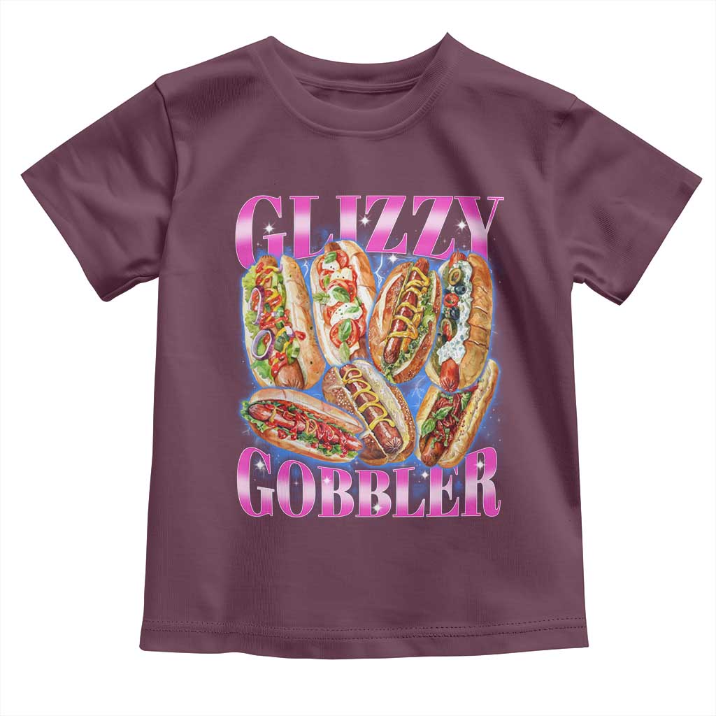 Glizzy Gobbler Hot Dog Meme Toddler T Shirt Meme Hilarious Hotdog Glizzy Lovers TS10 Maroon Print Your Wear