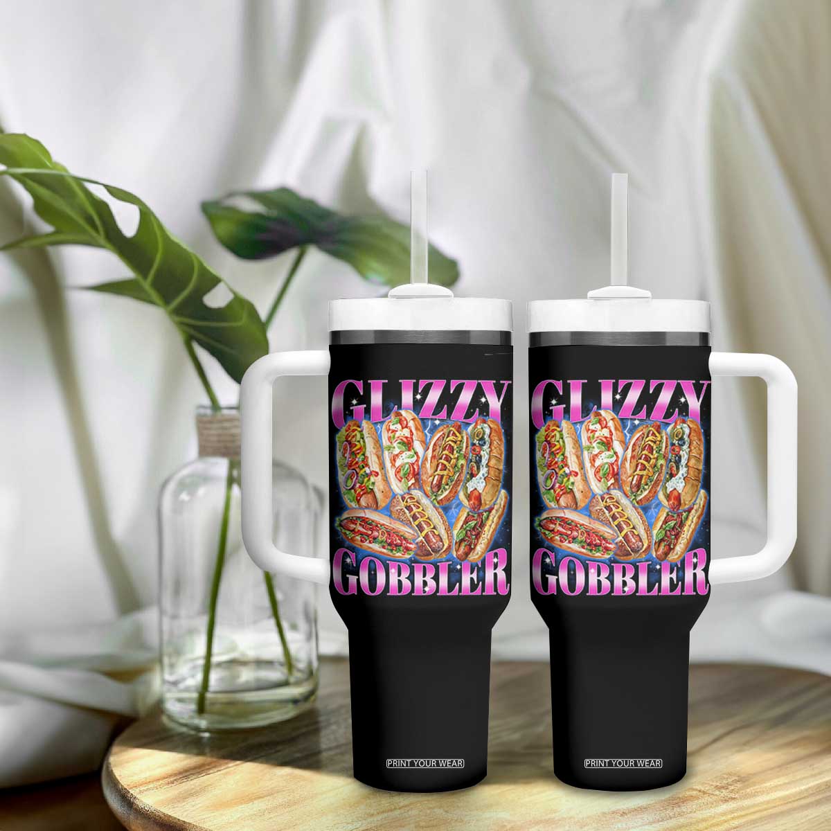 Glizzy Gobbler Hot Dog Meme Tumbler With Handle Meme Hilarious Hotdog Glizzy Lovers TS10 Print Your Wear