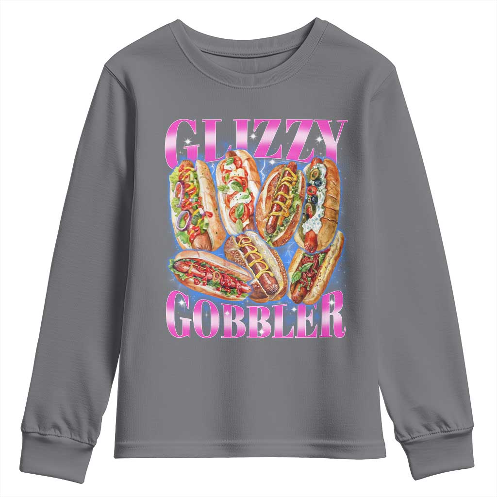 Glizzy Gobbler Hot Dog Meme Youth Sweatshirt Meme Hilarious Hotdog Glizzy Lovers TS10 Charcoal Print Your Wear