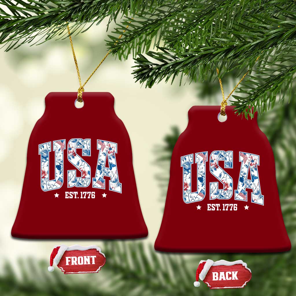 Floral USA Ceramic Ornament Est 1776 Patriotic American Girl 4th of July TS10 Print Your Wear