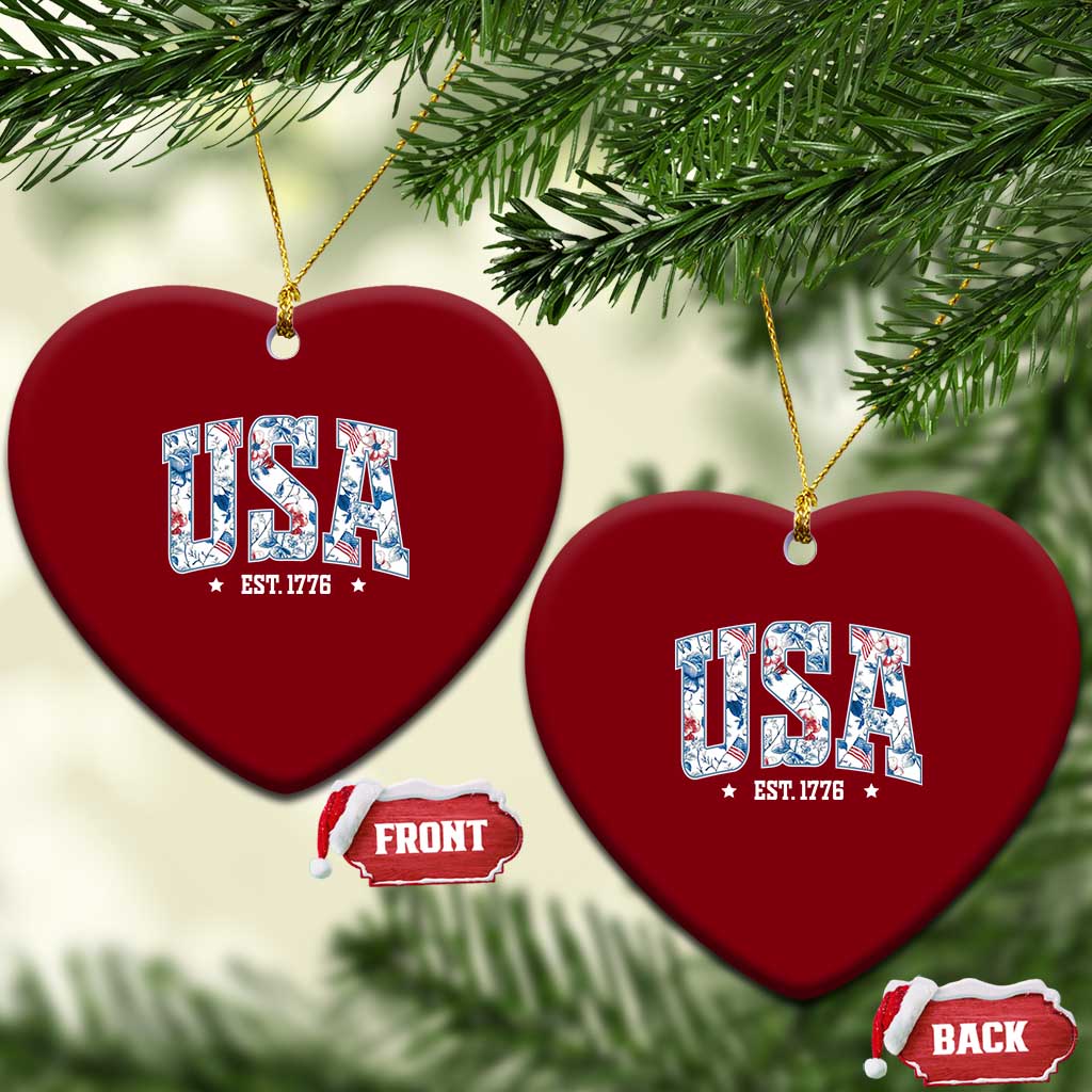 Floral USA Ceramic Ornament Est 1776 Patriotic American Girl 4th of July TS10 Print Your Wear