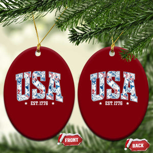 Floral USA Ceramic Ornament Est 1776 Patriotic American Girl 4th of July TS10 Print Your Wear