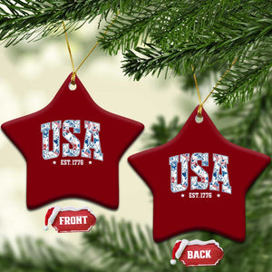Floral USA Ceramic Ornament Est 1776 Patriotic American Girl 4th of July TS10 Print Your Wear