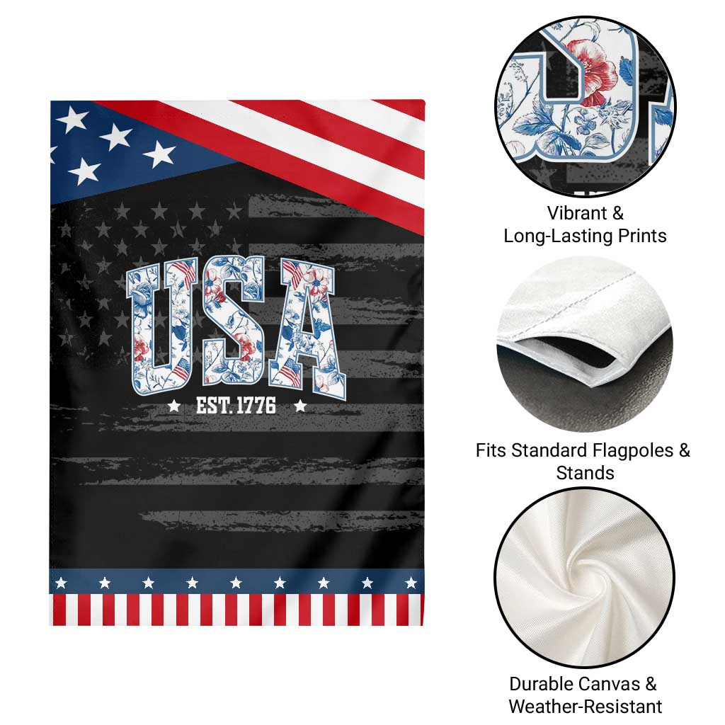 Floral USA Garden Flag Est 1776 Patriotic American Girl 4th of July TS10 Print Your Wear