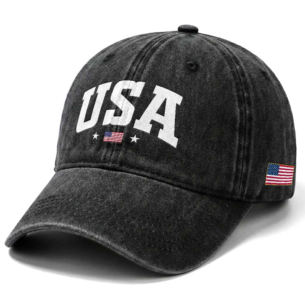 USA Washed Cotton Baseball Cap American Flag Patriotic 4th of July TS10 Print Your Wear