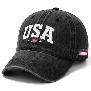 USA Washed Cotton Baseball Cap American Flag Patriotic 4th of July TS10 Print Your Wear