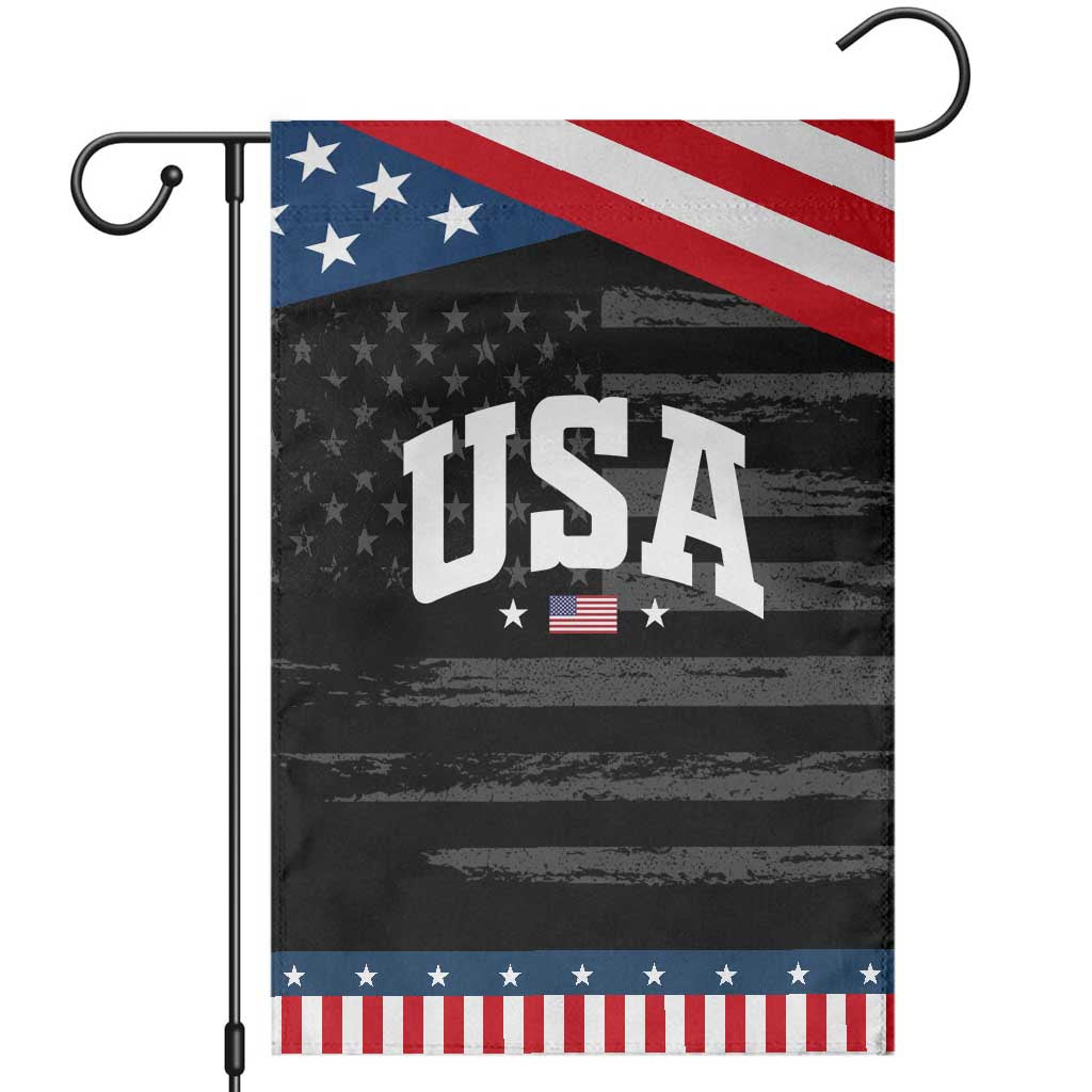 USA Garden Flag American Flag Patriotic 4th of July TS10 Distressed Black Blue Print Your Wear