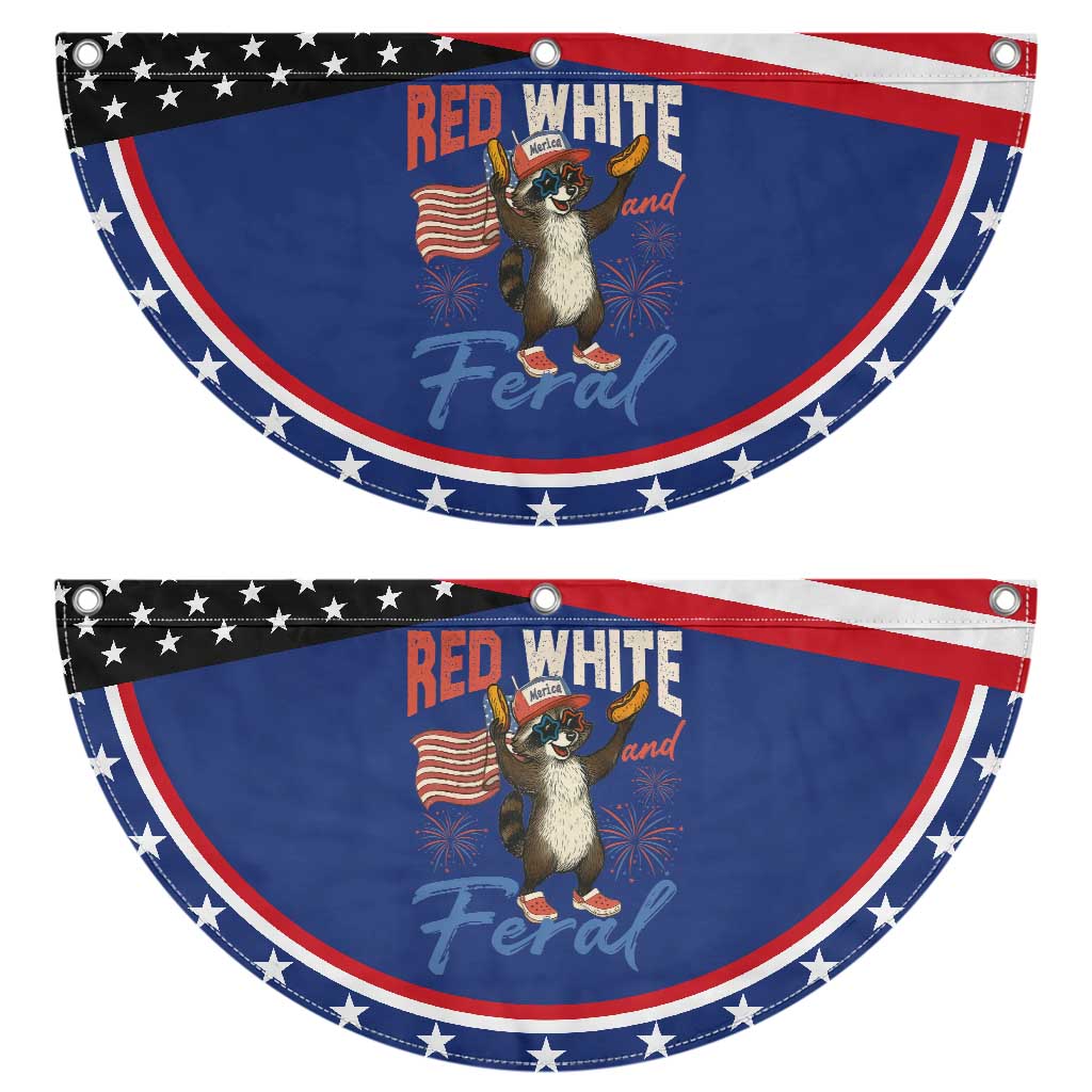 Funny Raccoon July 4th Patriotic Fan Flag Red White and Feral Trash Panda TS10 2pcs pack Classic Navy Print Your Wear