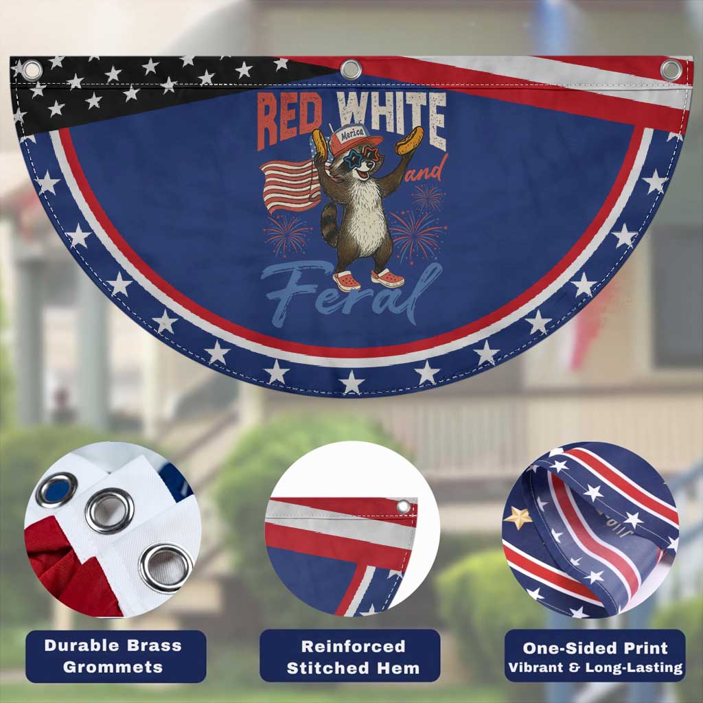 Funny Raccoon July 4th Patriotic Fan Flag Red White and Feral Trash Panda