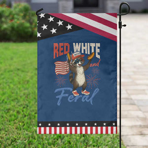 Funny Raccoon July 4th Garden Flag Red White and Feral Patriotic Trash Panda TS10 Classic Blue Black Print Your Wear