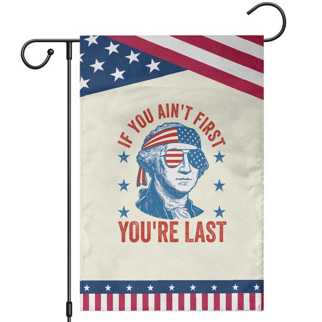 Funny 4th Of July Garden Flag George Washington Stay Strapped Or Get Clapped TS10 Modern Beige Blue Print Your Wear