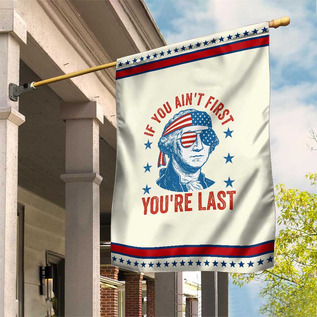 Funny 4th Of July Garden Flag George Washington Stay Strapped Or Get Clapped TS10 Modern Beige Red Print Your Wear