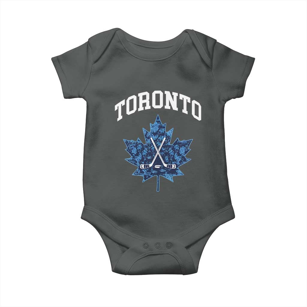 Vintage Canada Hockey Baby Onesie Maple Leafs TS10 Dark Heather Print Your Wear