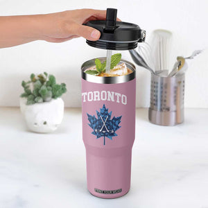 Vintage Canada Hockey Flip Straw Tumbler Maple Leafs TS10 One Size: 30 oz Light Pink Print Your Wear