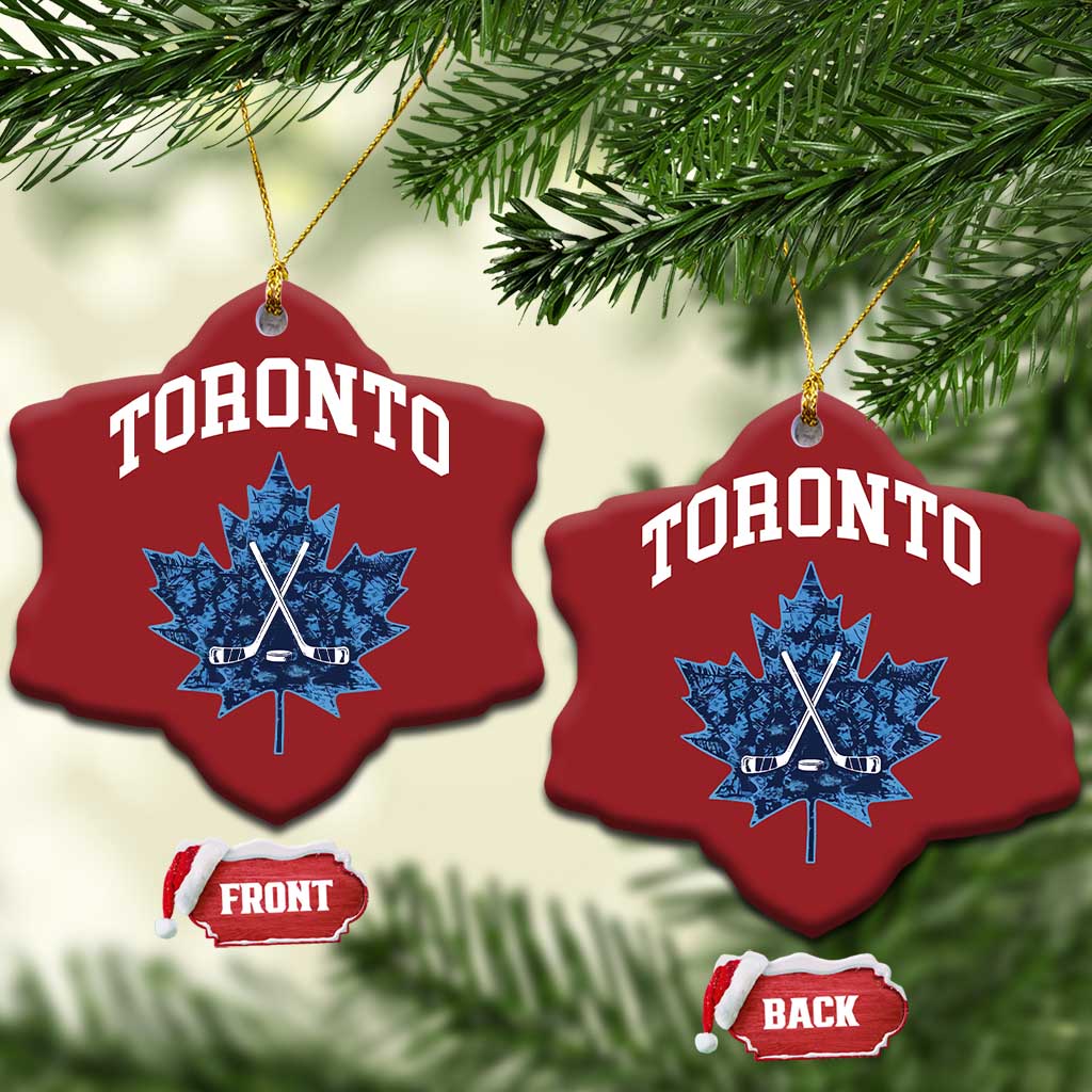 Vintage Canada Hockey Christmas Ornament Maple Leafs TS10 Snow Flake Red Print Your Wear