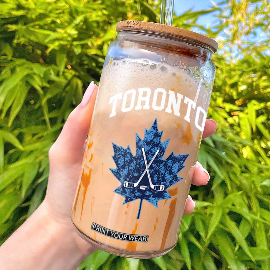 Vintage Canada Hockey Glass Can Maple Leafs TS10 Black Print Your Wear