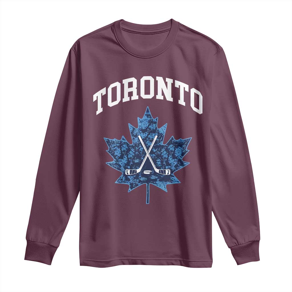 Vintage Canada Hockey Long Sleeve Shirt Maple Leafs TS10 Maroon Print Your Wear