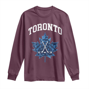 Vintage Canada Hockey Long Sleeve Shirt Maple Leafs TS10 Maroon Print Your Wear